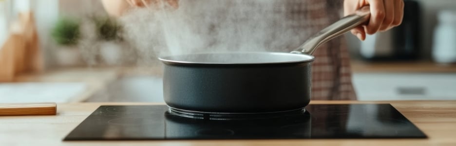 Imagen de una persona cocinando con vitrocerámica