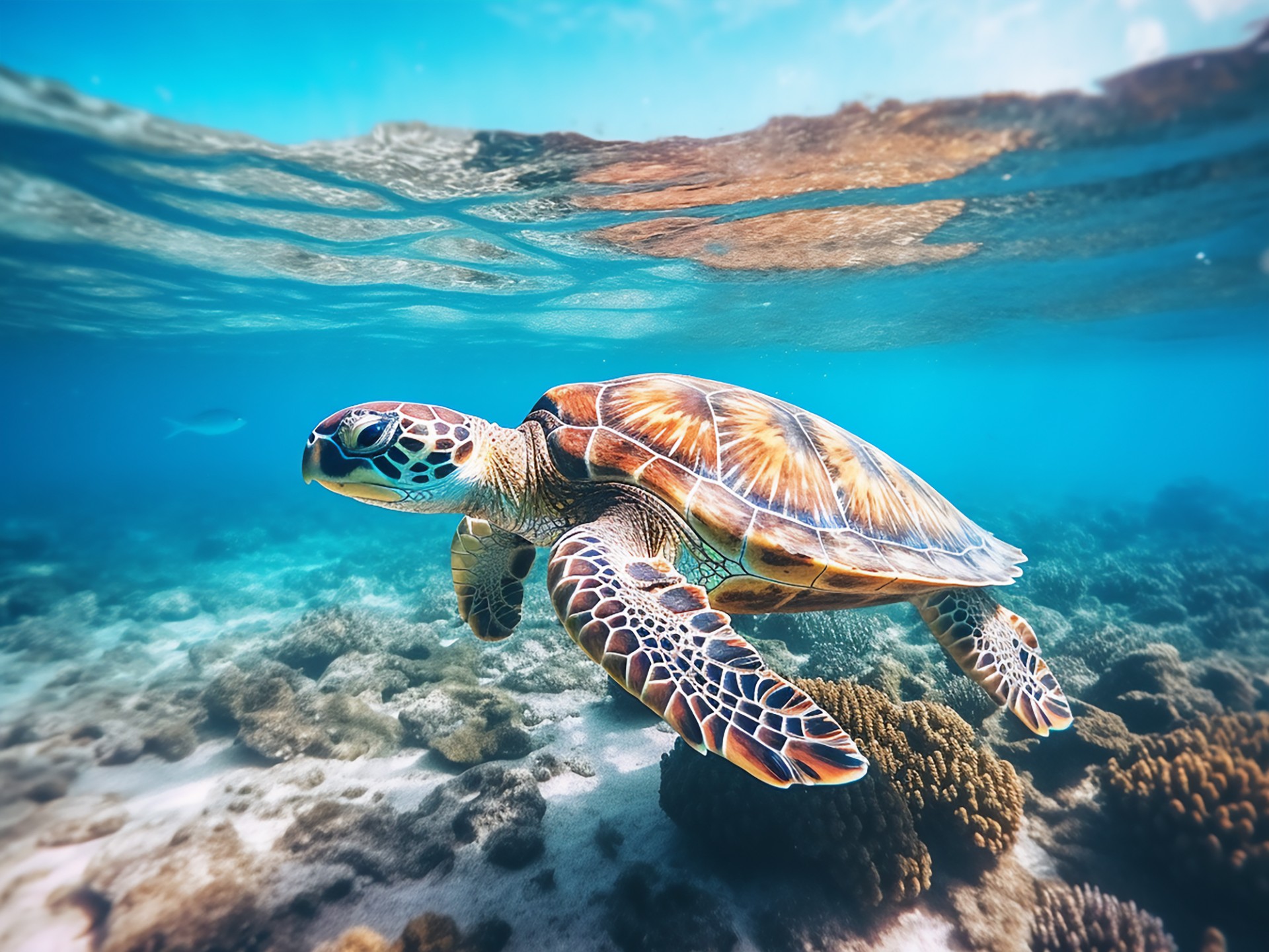  Imagen de una tortuga nadando en el mar