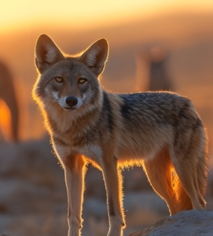Imagen de un lobo ibérico en la montaña