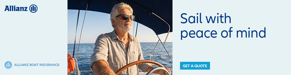 Allianz Boat Insurance banner with image of a couple sailing in the sea