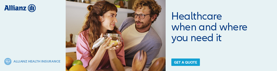Allianz Health Insurance banner with image of a couple happy about their conversations with their doctor