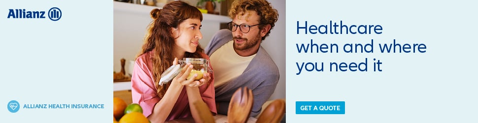 Allianz Health Insurance banner with image of a couple happy about their conversations with their doctor