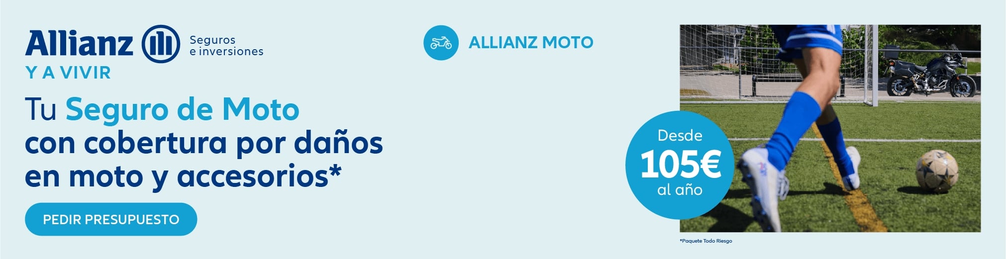 Banner de Seguro de Moto Allianz con imagen de dos personas riéndose en la moto