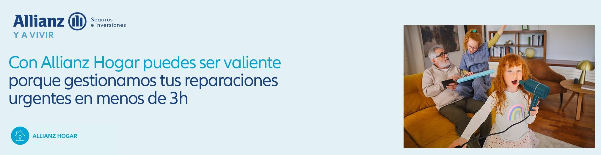 Banner de Seguro de Hogar Allianz con imagen de padres despidiendo de su hijo antes de ir de vacaciones