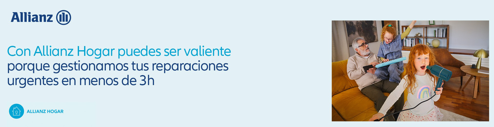 Banner de Seguro de Hogar Allianz con imagen de padres despidiendo de su hijo antes de ir de vacaciones