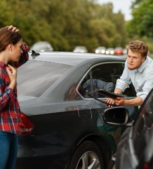 Imagen de una discusión tras un accidente de vehículos