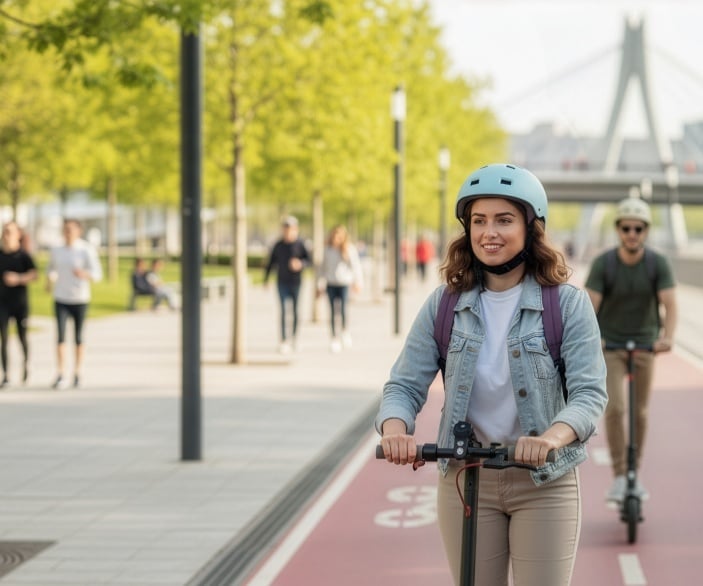 Imagen de una chica en patinete eléctrico